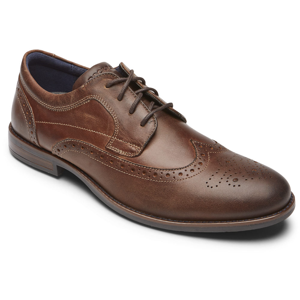 Zapatos Con Cordones Rockport Hombre Mexico - Dustyn Wingtip Marrom - KZVMO1670